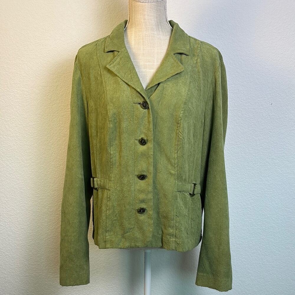RQT Green Button Down Women's Jacket Size Large Workwear Lagenlook Office